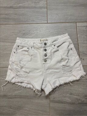 Harper White Distressed Denim Shorts
